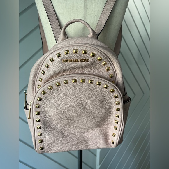 Michael Kors Collection Handbags - Michael Kors Blossom Pink Pyramid Studded Abbey Medium Backpack